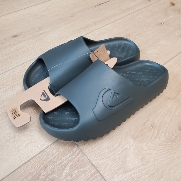 New Quiksilver Cloudbreak Black Slides Slippers Sandals Mens Size 12 - Picture 1 of 8